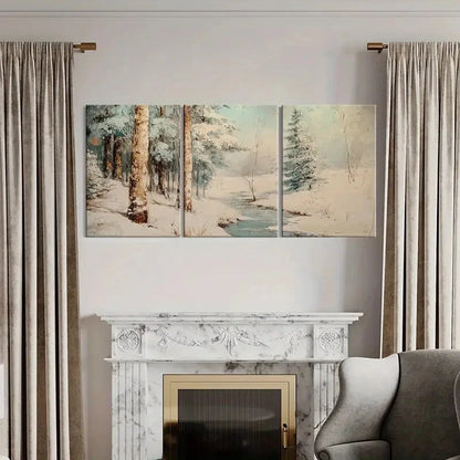 3pcs Winter Forest Snowscape Art Landscape Metal Print Ready to Hang Art