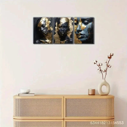 3pcs Golden characters Decor Poster Modern Metal Print Ready to Hang Art