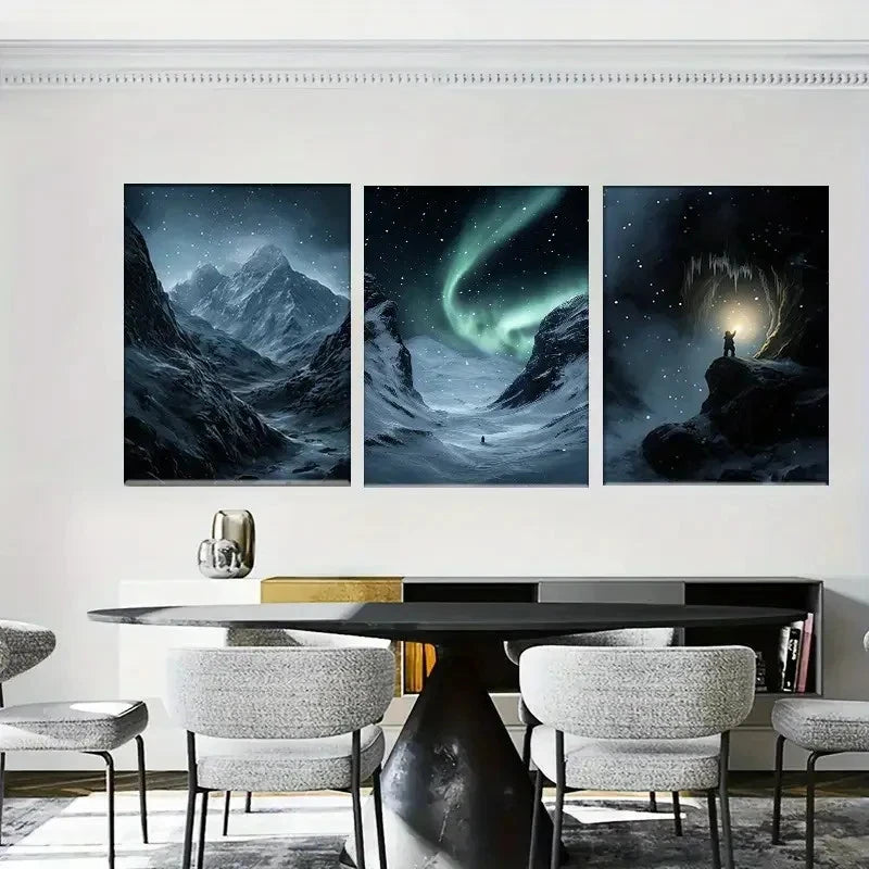 3pcs Northern Lights Stunning Arctic Scene Metal Print Ready to Hang Art
