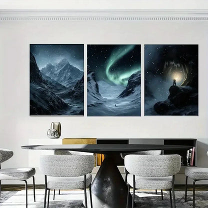 3pcs Northern Lights Stunning Arctic Scene Metal Print Ready to Hang Art