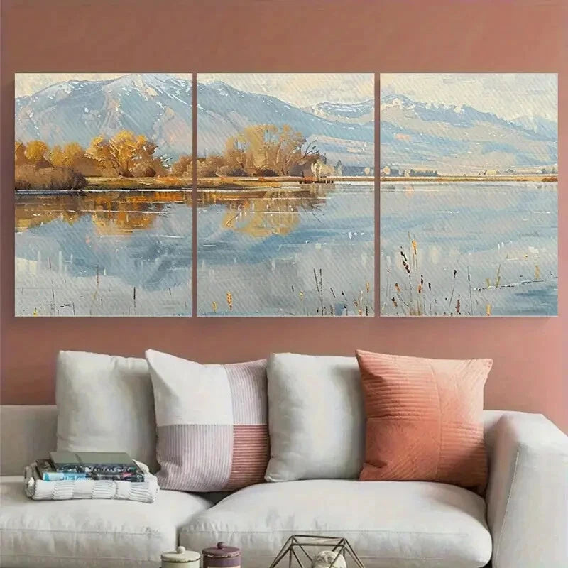 3pcs Sevier Lake Utah Tranquil Landscape Metal Print Ready to Hang Art