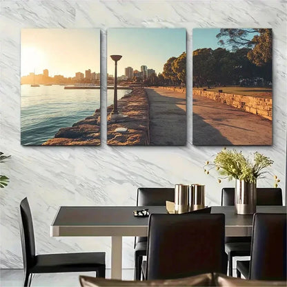 3pcs Adelaide South Coast Travel Poster Australia Wall Art Set Canvas Framed 60x90cm - High Quality Print 100% Australian Made Wall Canvas Ready to Hang