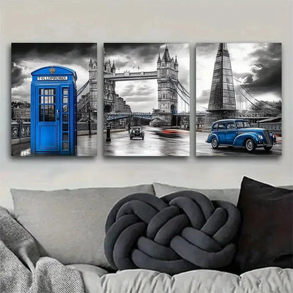 3pcs London Landmark Contemporary Art Metal Print Ready to Hang Art