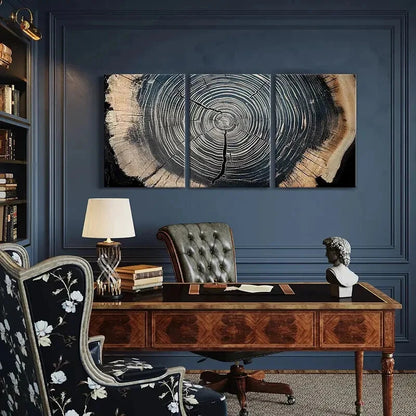 3pcs Tree Rings Annual Ring Natural Landscape Metal Print Ready to Hang Art