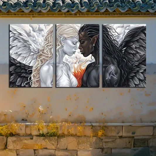 3pcs Modern Opposition Illustration Metal Print Ready to Hang Art