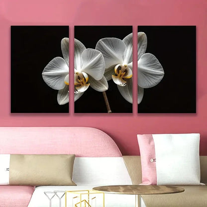3pcs Silver And Golden Orchid Flowers Wall Art Set Canvas Framed 50x70cm - High Quality Print 100% Australian Made Wall Canvas Ready to Hang