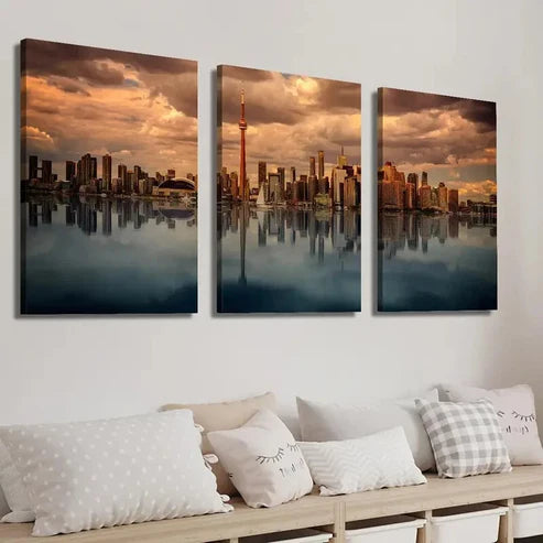 3pcs Canadian City Architecture Landscape Wall Art Set Canvas Unframed - High Quality Print 100% Australian Made Wall Canvas