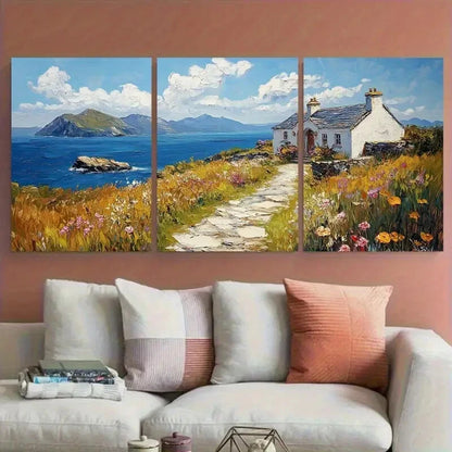 3pcs Ring of Kerry Ireland Countryside House Metal Print Ready to Hang Art
