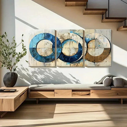 3pcs Abstract Circles Geometric Design Metal Print Ready to Hang Art