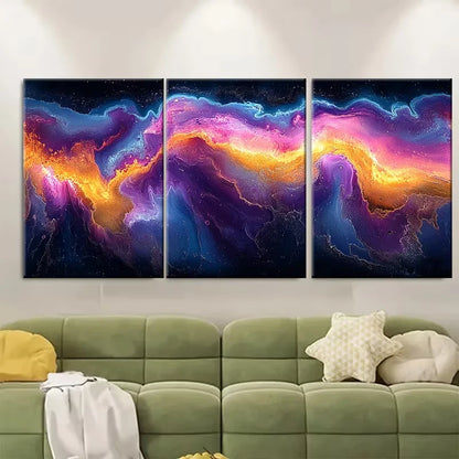3pcs Vibrant Abstract Volcanic Metal Print Ready to Hang Art