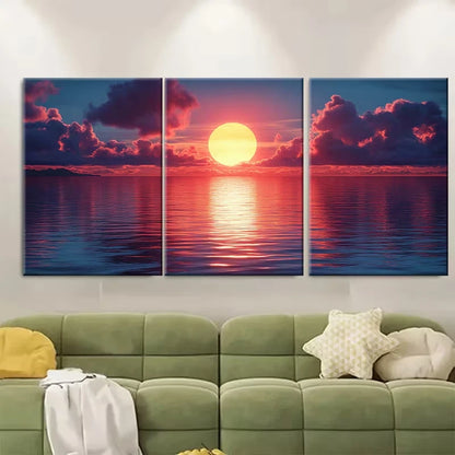 3pcs Cap La Houssaye Sunset Seascape Metal Print Ready to Hang Art