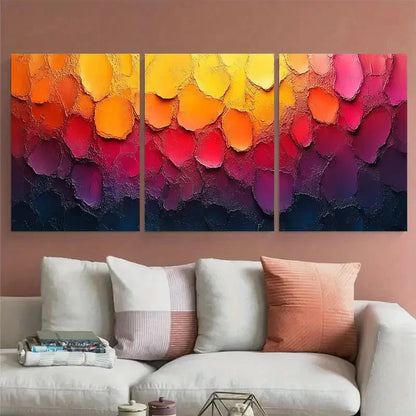 3pcs Abstract Colorful Textured Illustration Wall Art Set Canvas Framed 40x60cm - High Quality Print 100% Australian Made Wall Canvas Ready to Hang