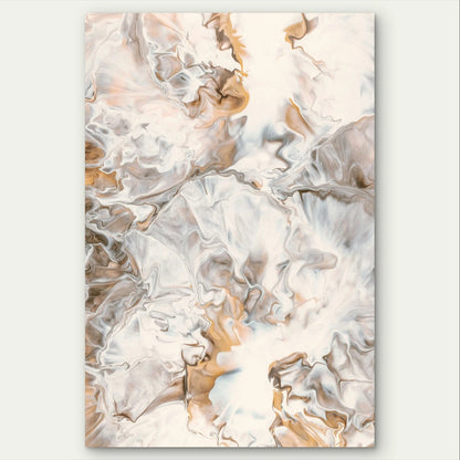 Modern Abstract Neutral Marble and Gold Fluid 40x60cm Metal Print Ready to Hang