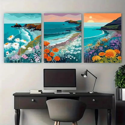 3pcs Pembrokeshire Coast National Park Design Wall Art Set Canvas Framed 40x60cm - High Quality Print 100% Australian Made Wall Canvas Ready to Hang