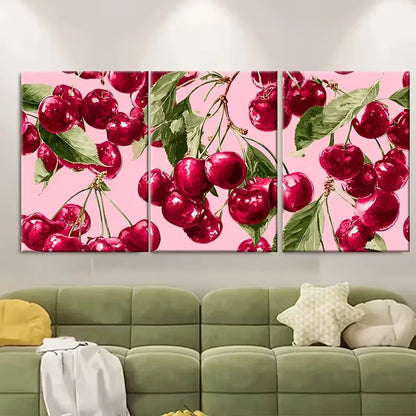 3pcs , Disco Ball Cherry Print, Metal Print Ready to Hang Art