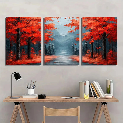 3pcs Sunlit Avenue Abstract Modern Vintage Metal Print Ready to Hang Art
