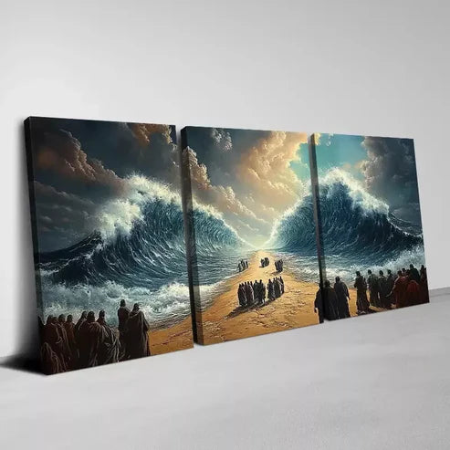 3pcs Ancient Beautiful Sea Division with People Wall Art Canvas Unframed - High Quality Print 100% Australian Made Wall Canvas