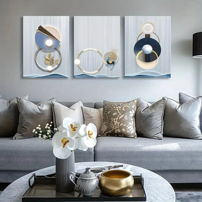 3pcs Circle Circular Ring Fantasy Metal Print Ready to Hang Art