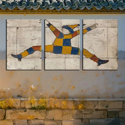 3pcs Mystery Dance Brick Wall Illustration Metal Print Ready to Hang Art