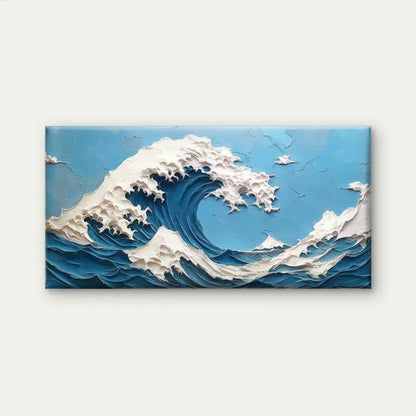 Blue & White Abstract Ocean WaveWall Art Canvas Office Home Room Framed 120x60cm