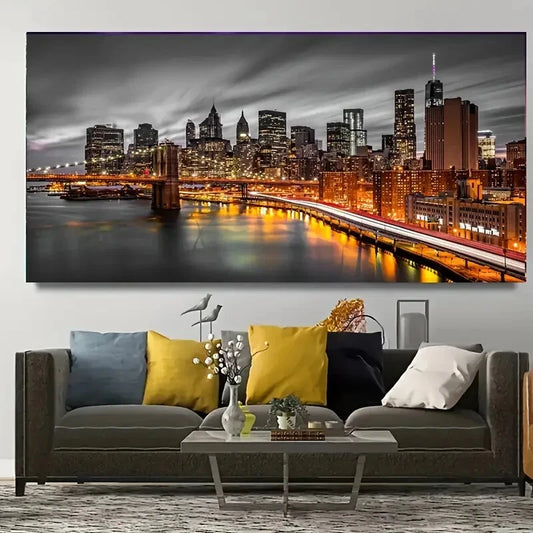 New York Cityscape wall canvas office home room framed 120x60cm