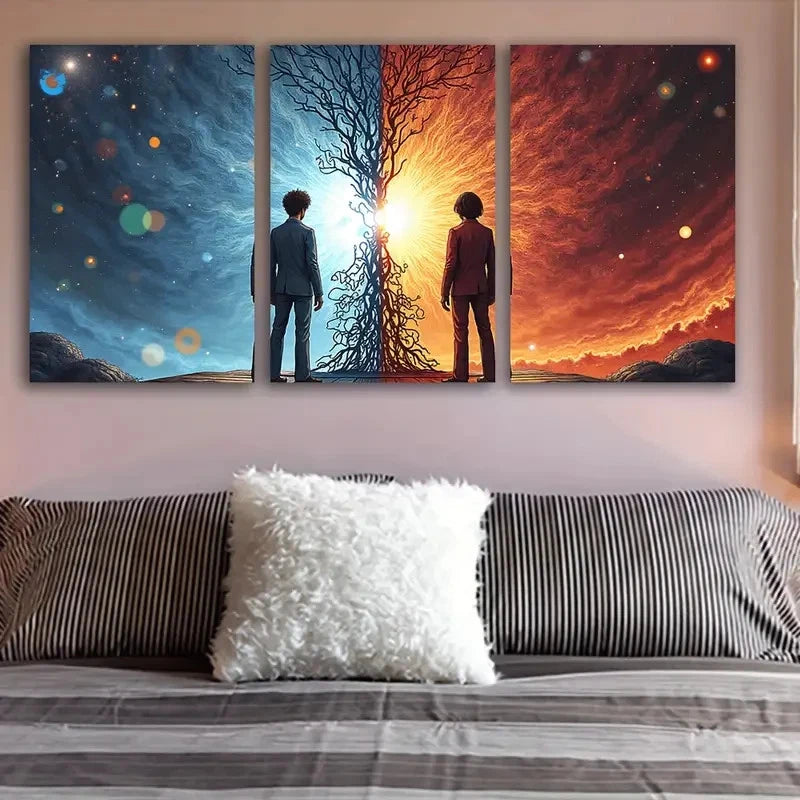 3pcs Man Standing At Sunset Wall Art Set Canvas Framed 40x60cm - High Quality Print 100% Australian Made Wall Canvas Ready to Hang