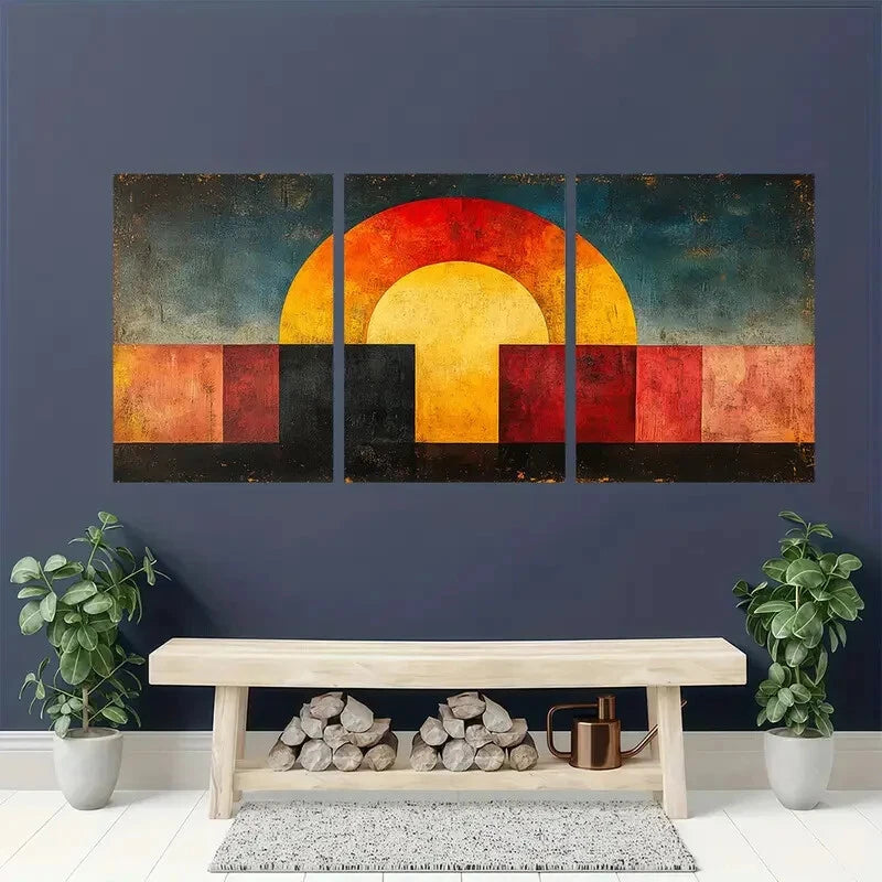 3pcs Showcasing a Century Panoramic Bauhaus Art Metal Print Ready to Hang Art
