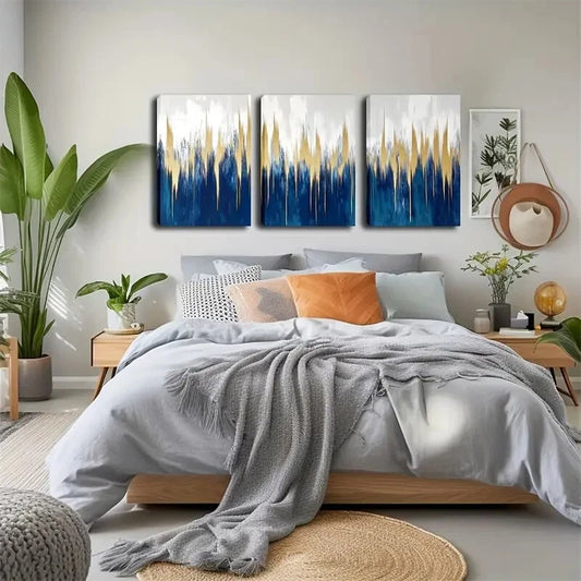 3pcs 3 Pairs Of Abstract Watercolor Canvas Metal Print Ready to Hang Art