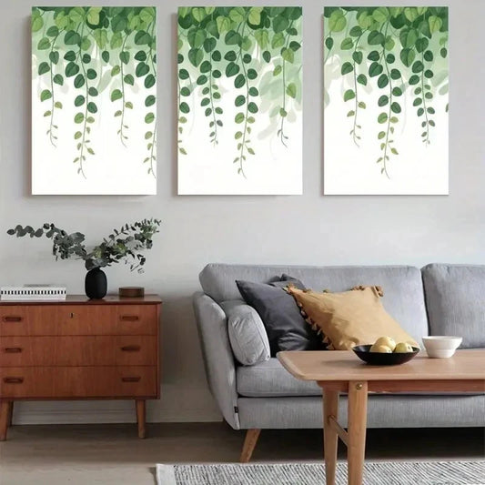 3pcs Eucalyptus Leaves, Hanging Vines   Wall Art Set Canvas Framed 40x60cm - High Quality Print 100% Australian Made Wall Canvas Ready to Hang