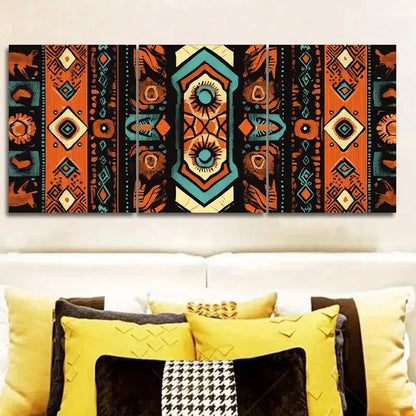 3pcs Vib African Dashiki Graphic Design Print Wall Art Set Canvas Framed 40x60cm - High Quality Print 100% Australian Made Wall Canvas Ready to Hang