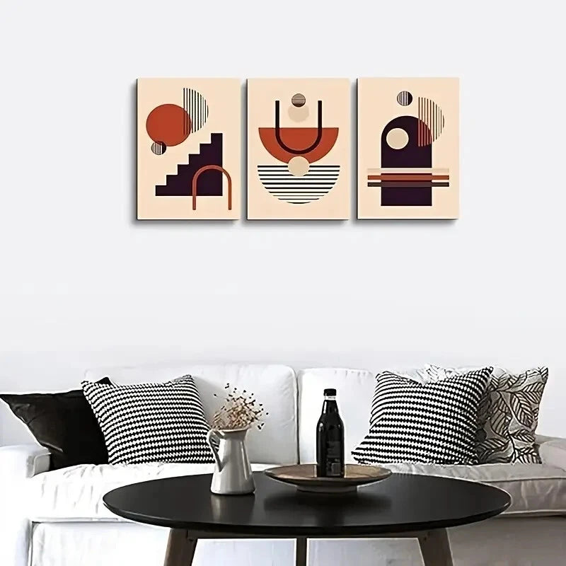 3pcs Minimalist Abstract Metal Print Ready to Hang Art