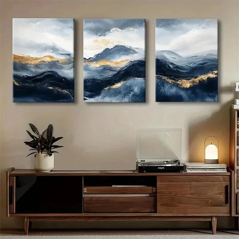 3pcs Abstract Mountain Landscape Texture Perfect Wall Art Set Canvas Framed 40x60cm - High Quality Print 100% Australian Made Wall Canvas Ready to Hang