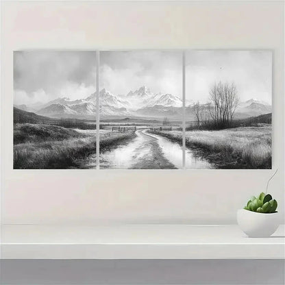 3pcs Vintage Black & White Landscape Art Metal Print Ready to Hang Art