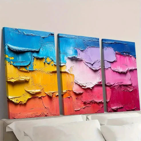 3pcs Abstract Colorful Texture Wall Art Canvas Unframed – High Quality Print 100% Australian Made Wall Canvas