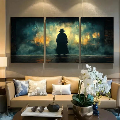 3pcs Mysterious Haunting Shadow Figure Design Metal Print Ready to Hang Art