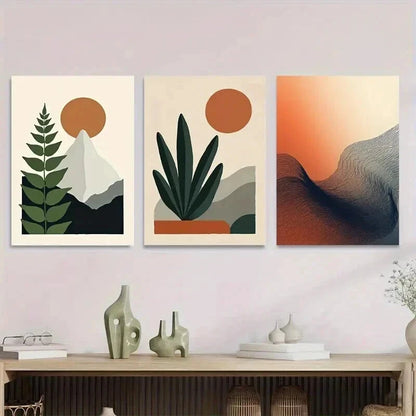 3pcs Modern Minimalist Abstract Plant Wall Art Set Canvas Framed 50x70cm - High Quality Print 100% Australian Made Wall Canvas Ready to Hang