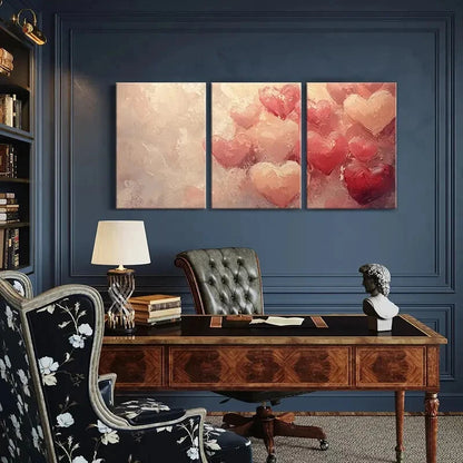 3pcs Artistic Hearts Painting Romantic Love Decor Metal Print Ready to Hang Art