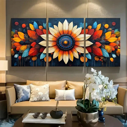 3pcs Showcasing Harmony And Vibrant Colors Metal Print Ready to Hang Art