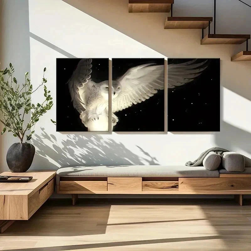 3pcs Fantasy Animal Art Owl Vintage Wall Art Set Canvas Framed 40x60cm - High Quality Print 100% Australian Made Wall Canvas Ready to Hang