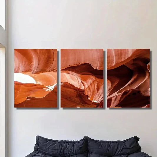 3pcs Transparent Danxia Style Cave Metal Print Ready to Hang Art