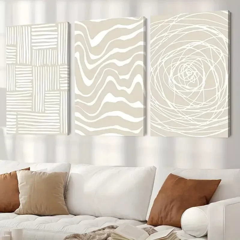 3pcs White Abstract Canvas Framed 40x60cm - High Quality Print 100% Australian Made Wall Canvas Ready to Hang