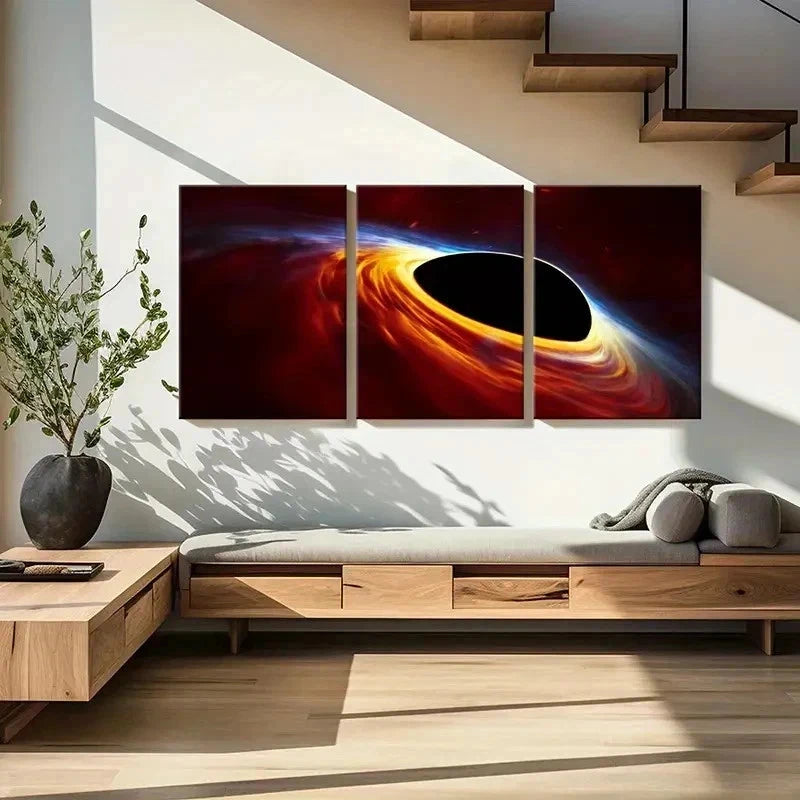 3pcs Space Fantasy Theme Black Hole Wall Art Set Canvas Framed 40x60cm - High Quality Print 100% Australian Made Wall Canvas Ready to Hang