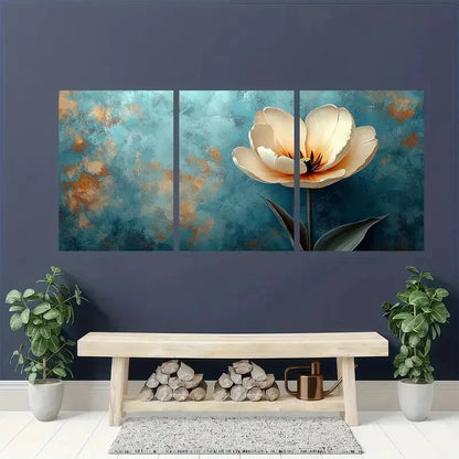 3pcs Tulip Art Painting Beige Art Print Metal Print Ready to Hang Art