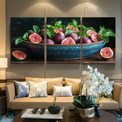 3pcs Fig Still Life Design Metal Print Ready to Hang Art