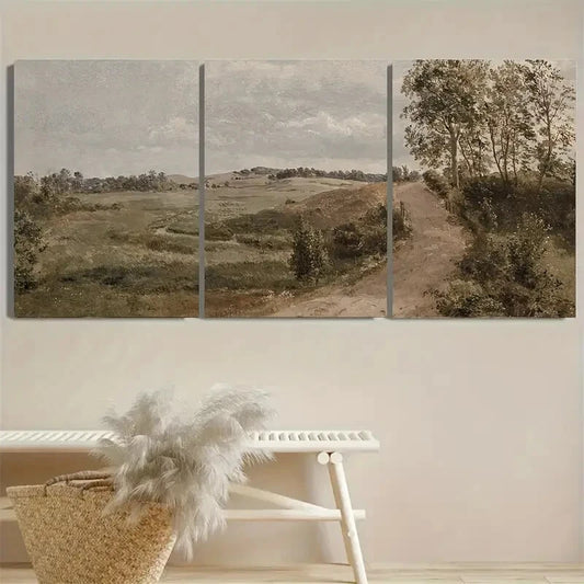 3pcs Vintage Landscape French Farmhouse Design Metal Print Ready to Hang Art