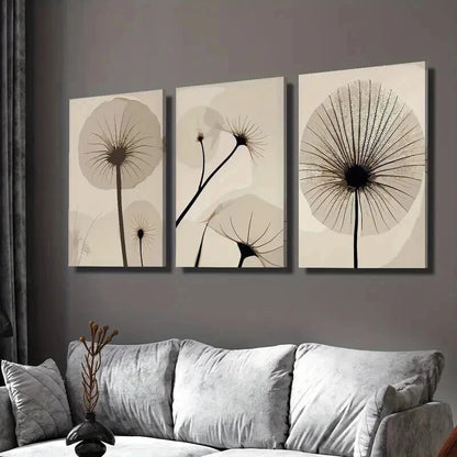 3pcs Beige Botanical Line Floral Decoration Wall Art Set Canvas Framed 40x60cm - High Quality Print 100% Australian Made Wall Canvas Ready to Hang