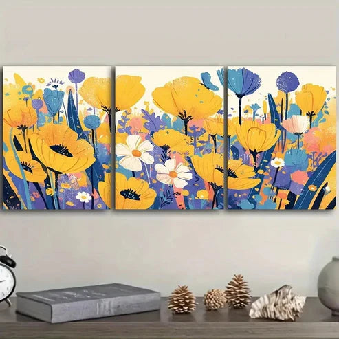 3pcs Flowers in clusters Wall Art Set Canvas Unframed - High Quality Print 100% Australian Made Wall Canvas