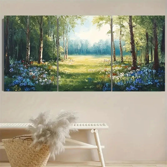 3pcs Peaceful Nature Scene Summer Flowers Metal Print Ready to Hang Art