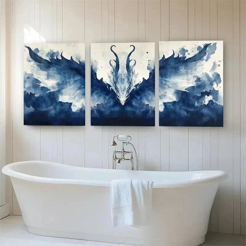 3pcs Fierce Dragon Fantasy Abstract Perfect Wall Art Set Canvas Framed 40x60cm - High Quality Print 100% Australian Made Wall Canvas Ready to Hang