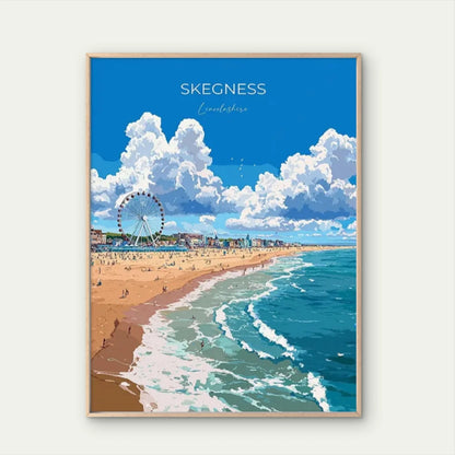 Vintage British Coastal Town Inspired Beach Travel Poster Print Wall Art